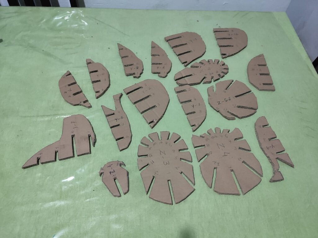 Cutted pieces of the sculpture